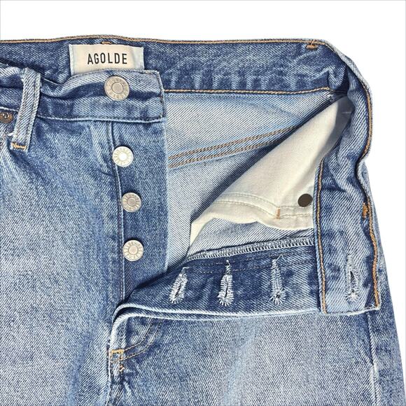 AGOLDE Riley High Rise Straight Crop Jean in Emulsion Wash Size 23 Ripped Hems - Picture 7 of 9